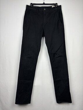 29 Rag & Bone Standard Issue Trouser Work Dress Pant Black Soft Cotton Slim Men